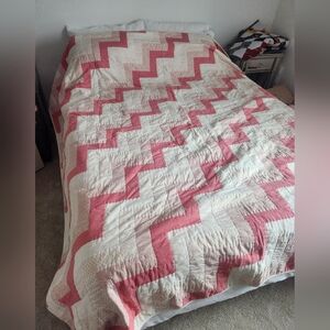 Chaps Chevron Quilt in Pink and Cream Reversible